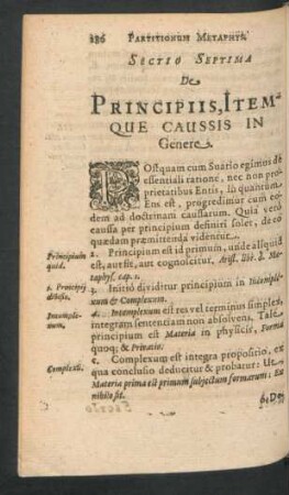 Sectio Septima. De Principiis, Itemque Caussis In Genere.