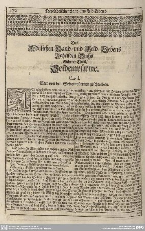 Des Adelichen Land- und Feld-Lebens Zehenden Buchs Anderer Theil/Seidenwürme.