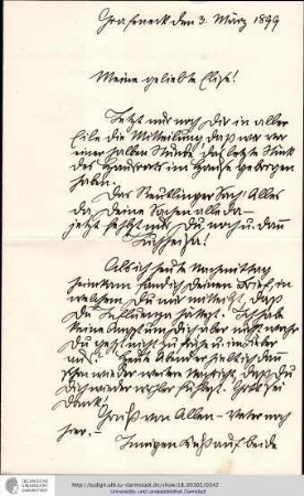 Brief vom 03.03.1899
