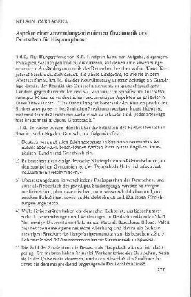 Aspekte einer anwendungsorientierten Grammatik des Deutschen für Hispanophone