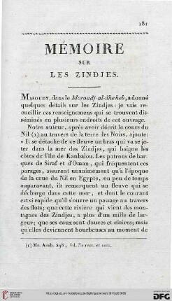 Mémoire sur les Zindjes