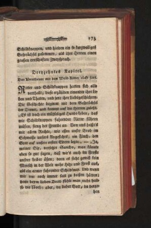 Dreyzehntes Kapitel. Das Abentheuer mit dem Wald-Rittter rückt fort