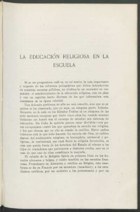 La educación religiosa en la escuela