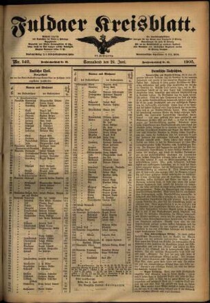 Zweite Ausgabe vom Samstag, den 24. Juni 1905.