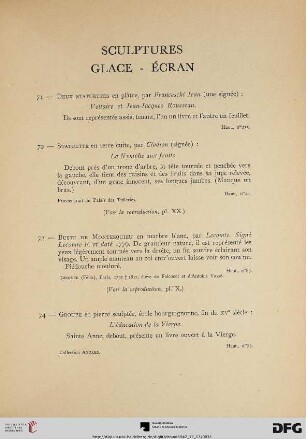 Sculptures – Glace – Écran (Nr. 71-77)