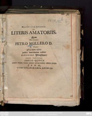 Dissertatio Juridica De Literis Amatoriis