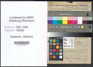 Entnazifizierung Wilhelm Dederich , geb. 01.03.1899 (Arbeiter)