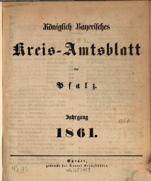 Königlich-bayerisches Kreis-Amtsblatt der Pfalz. 1861