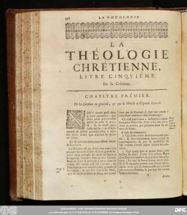 Livre Cinquiéme. De la Création.