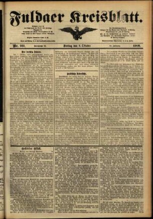 Ausgabe vom Freitag, den 08. Oktober 1909.