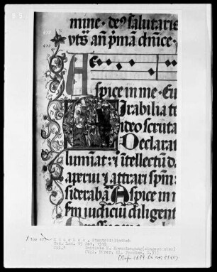 Psalterium — Initiale M (irabilia), darin Kreuztragung