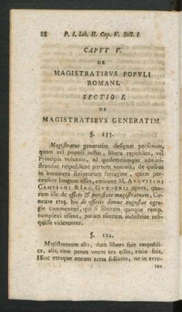 Caput V. De Magistratibus Populis Romani