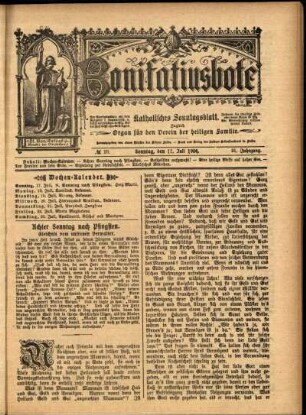 Erste Ausgabe vom Sonntag, den 17. Juli 1904.