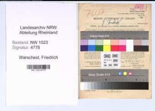 Entnazifizierung Friedrich Warscheid , geb. 01.07.1915 (Elektriker)