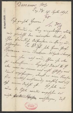 Brief an B. Schott's Söhne : 27.09.1898