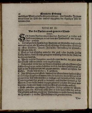 Titulus IX. Von den Barbieren und gemeinen Wundärzten