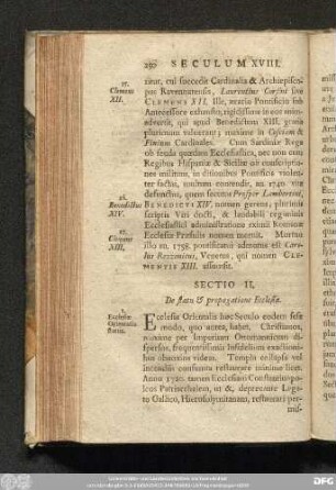 Sectio II. De statu & propagatione Ecclesiae.