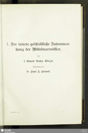I. Der innere geschichtliche Zusammenhang der Mittelmeervölker