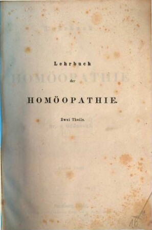 Lehrbuch der Homöopathie, 1