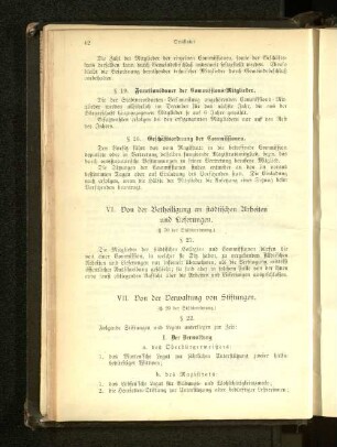 VI. Von der Betheiligung an städtischen Arbeiten und Lieferungen.