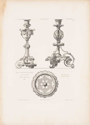 Schmiedeeiserne Leuchter von der Gewerbeausstellung 1879, Berlin: Ansichten, Detail (aus: Architektonisches Skizzenbuch, H. 164/5, 1880)