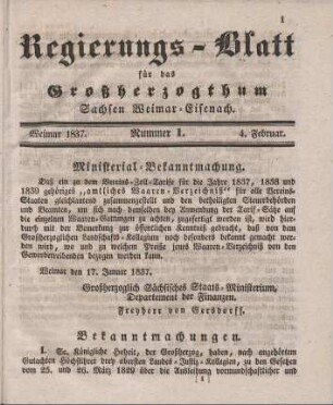 Nr. 1 : 4. Februar 1837