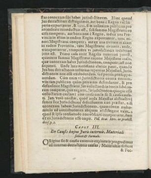 Caput III. De Causis buius Iuris internis, Materiali scilicet & Formali