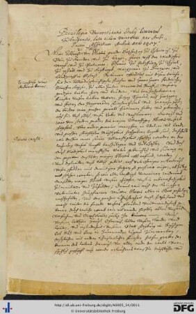 [fol. 5] Privilegia universitatis studii literarum friburgensis, data eidem universitati per archiducem Albertem Austriae anno 21.09.1457