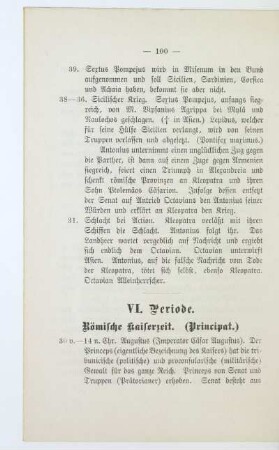VI. Periode. Römische Kaiserzeit. (Principat)