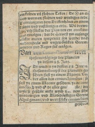 Van den Conunctionibus edder thosamenföginge der Planteten yn dessem 88. Jare.