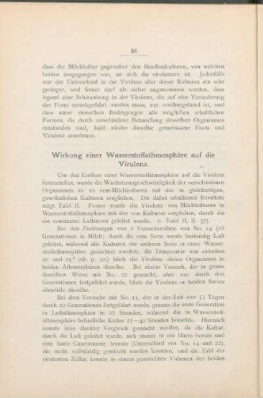 Wirkung einer Wasserstoffathmosphäre auf die Virulenz.