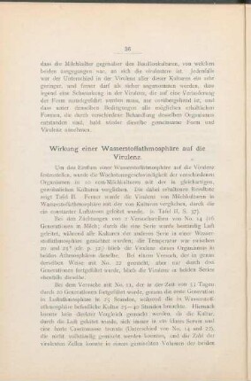 Wirkung einer Wasserstoffathmosphäre auf die Virulenz.