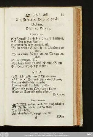 Am Feyertag Bartholomäi. Dictum. Psalm 19. Vers 13.