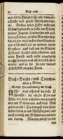 Buß-Beicht- und Communion-Gebet.