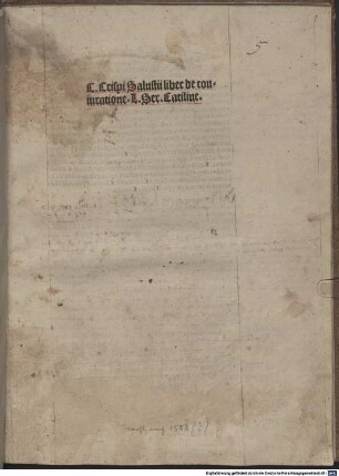 Liber de coniuratione ... Catilinae : mit Vita Sallustii von Julius Pomponius