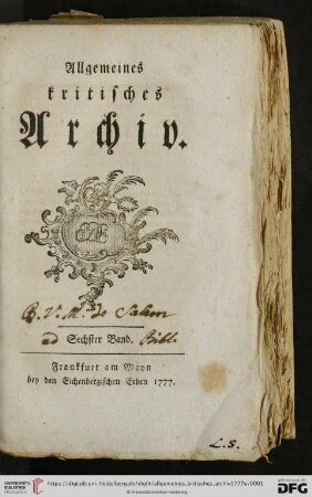 6: Allgemeines kritisches Archiv