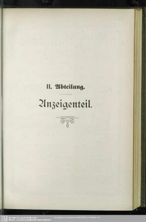 II. Abteilung. Anzeigenteil