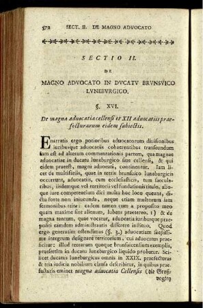 Sectio II. De Magno Advocato In Ducatu Brunsvico Luneburgico.