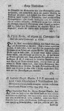 Opusculum I. Vicissitudines substitutionis exemplaris