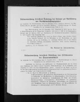 Bekanntmachung, betreffend Bestellung von Hilfsbeamten der Staatsanwaltschaft