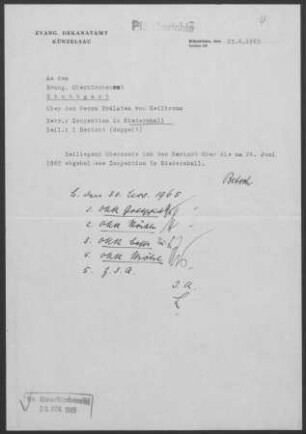 Niedernhall: Inspektionsbericht 1965