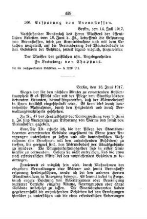 Ersparung von Brennstoffen : [A. Behörden und Beamte]
