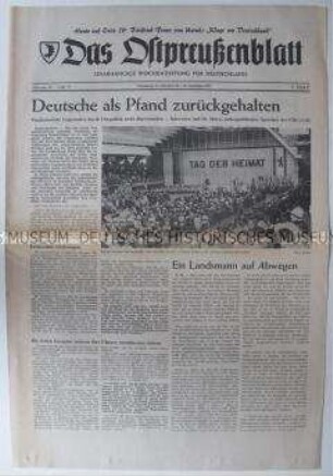 Wochenzeitung der Landsmannschaft Ostpreußen u.a. mit scharfer Polemik gegen die Ostpolitik der Bundesregierung