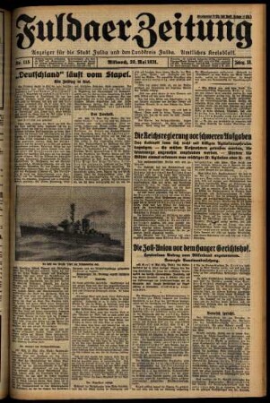 Erste Ausgabe vom Mittwoch, den 20. Mai 1931.
