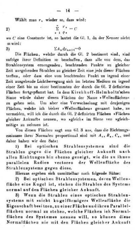 b) Ableitung der Bedingung der optischen Darstellbarkeit eines Strahlensystems.