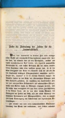 Die Bedeutung des Lehms für die Landwirthschaft : Eine Festgabe, der siebenten Wanderversammlung bayerischer Landwirthe vom 8. - 10. Juni 1863 zu Nürnberg gewidmet