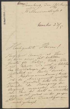 Brief an B. Schott's Söhne : 19.05.1889