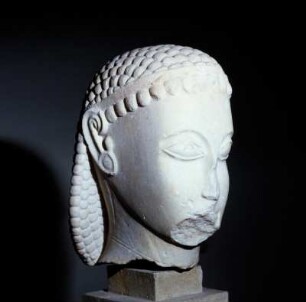 Athen. Archäologisches Nationalmuseum 3972. Dipylon-Haupt von Grab-Kuros, 610 v. Chr., attisch. Vorsolonisch