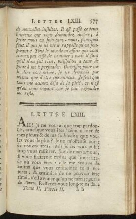 Lettre LXIII. - Lettre LXX.