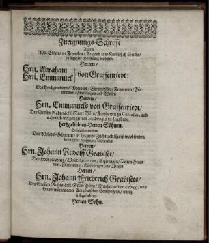 Zueignungs-Schrifft